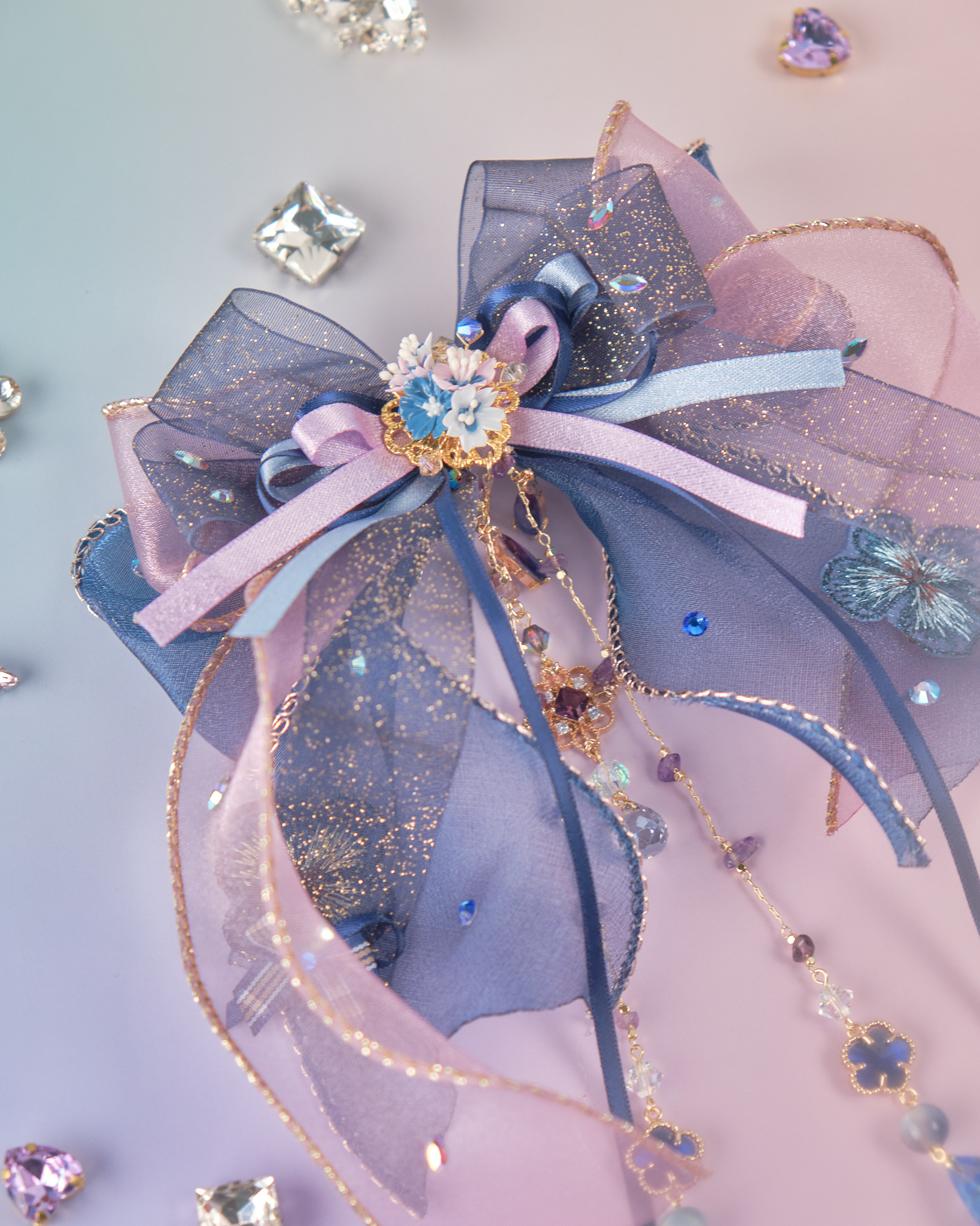 11854 飄逸透紗蝴蝶結髮夾