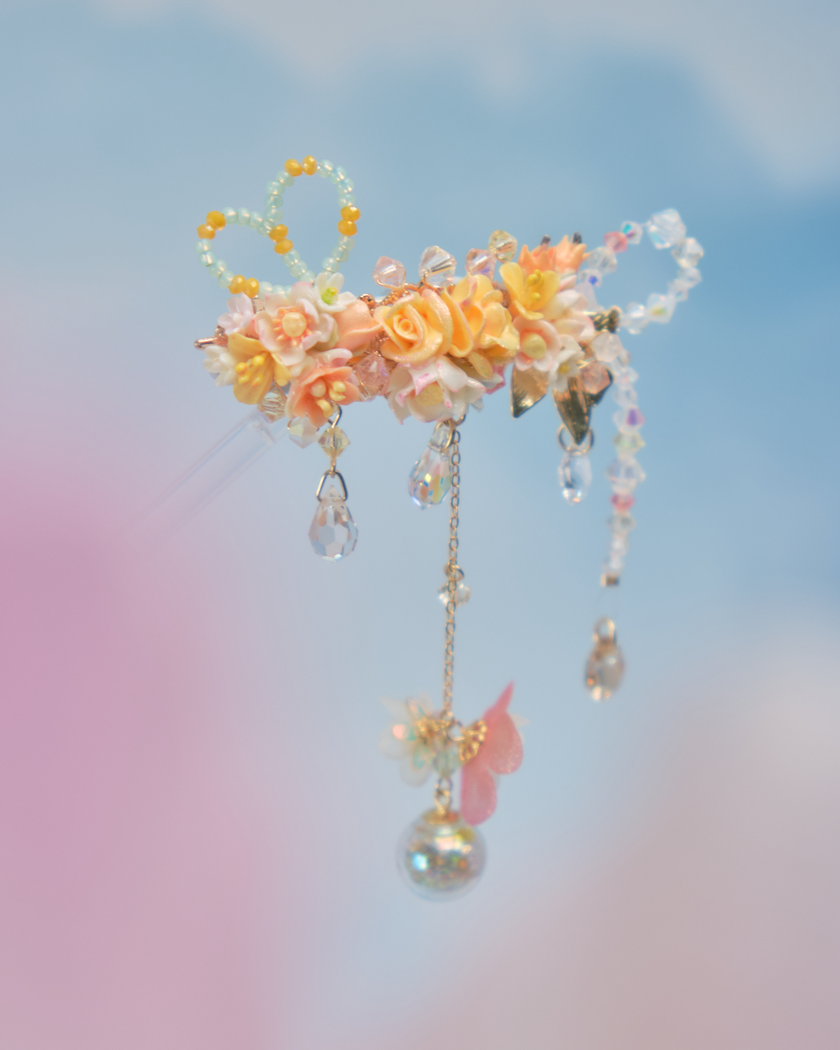 11857 繁花晶蝶玻璃球髮夾