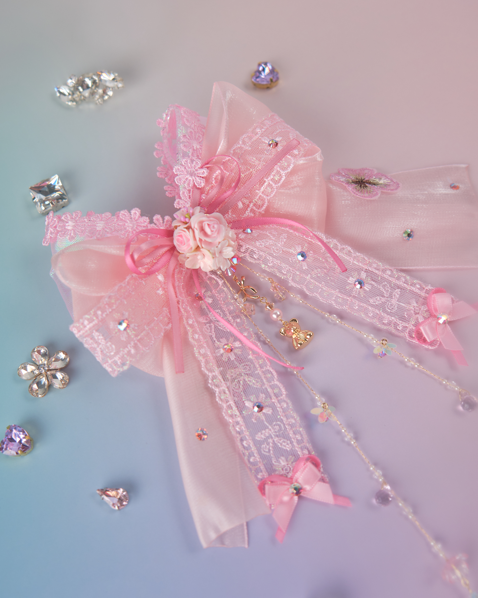 11856 飄逸透紗蝴蝶結髮夾