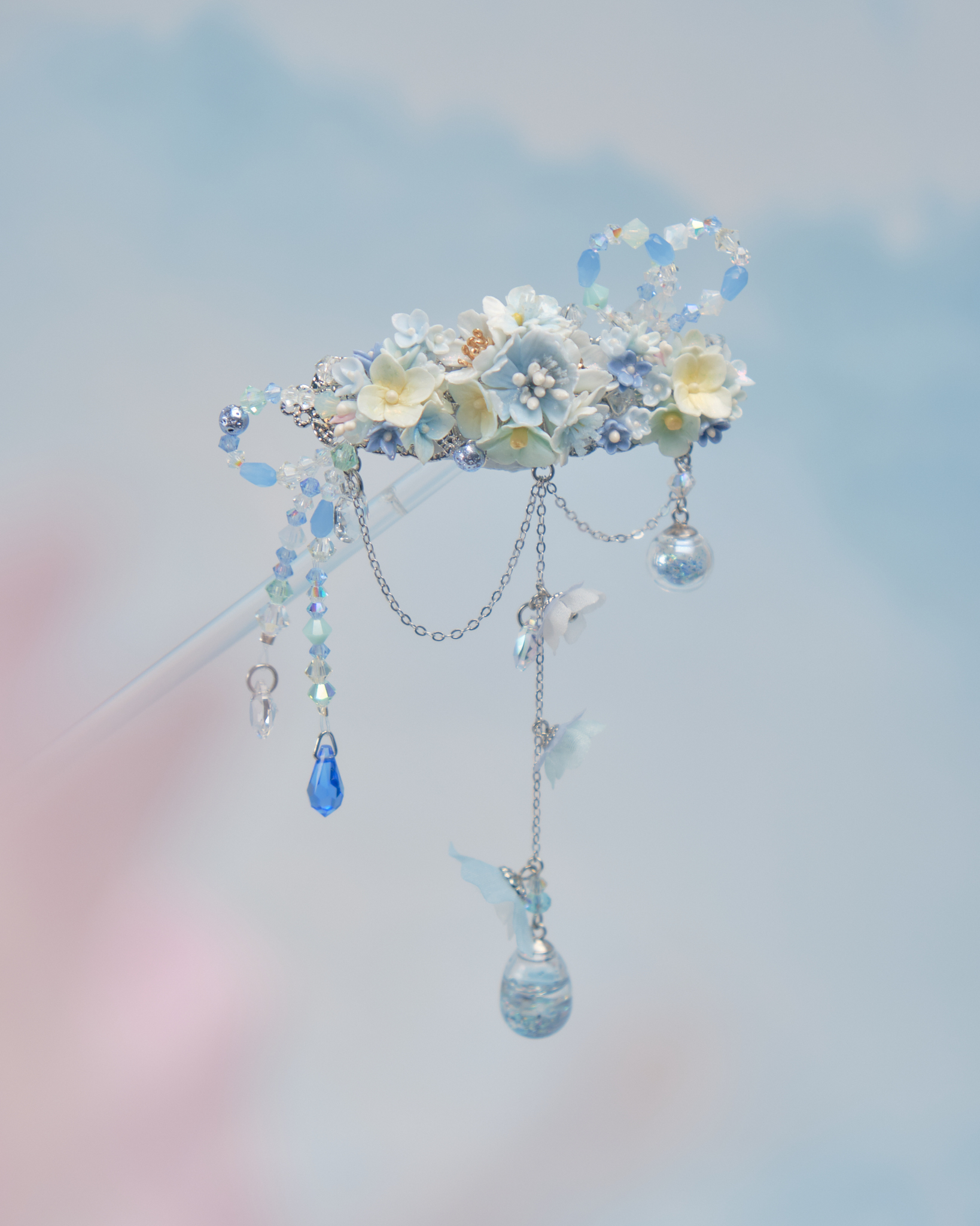 11860 繁花晶蝶玻璃球髮夾