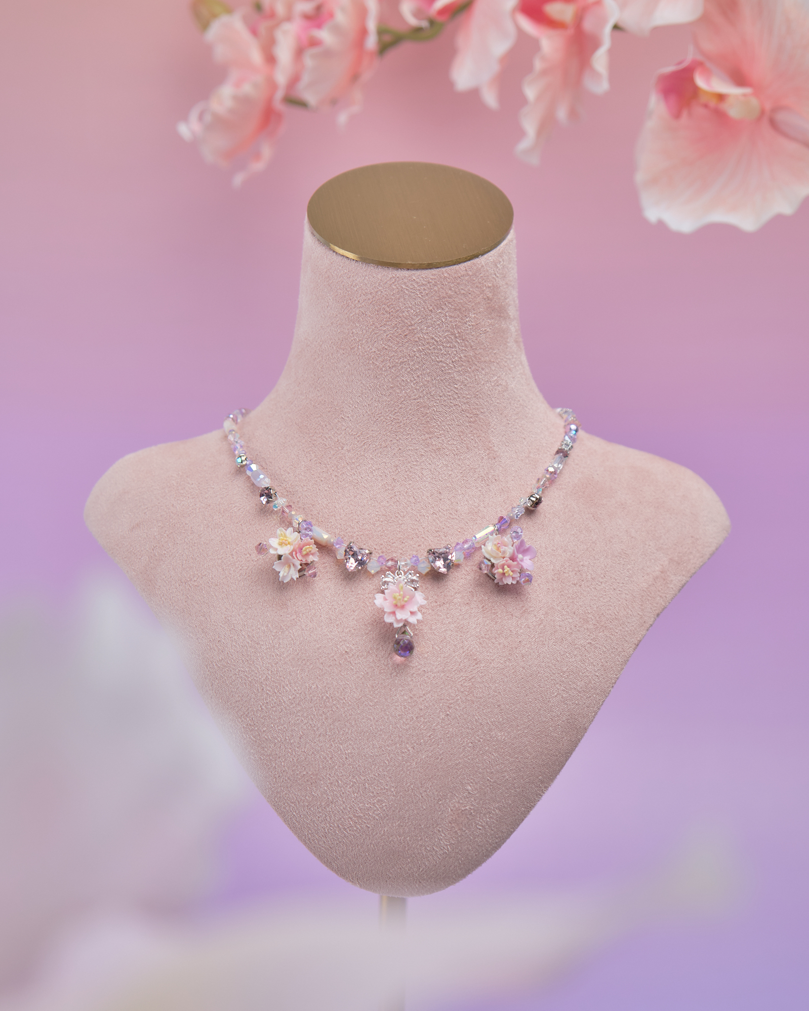 11880 小花束水晶鎖骨鏈