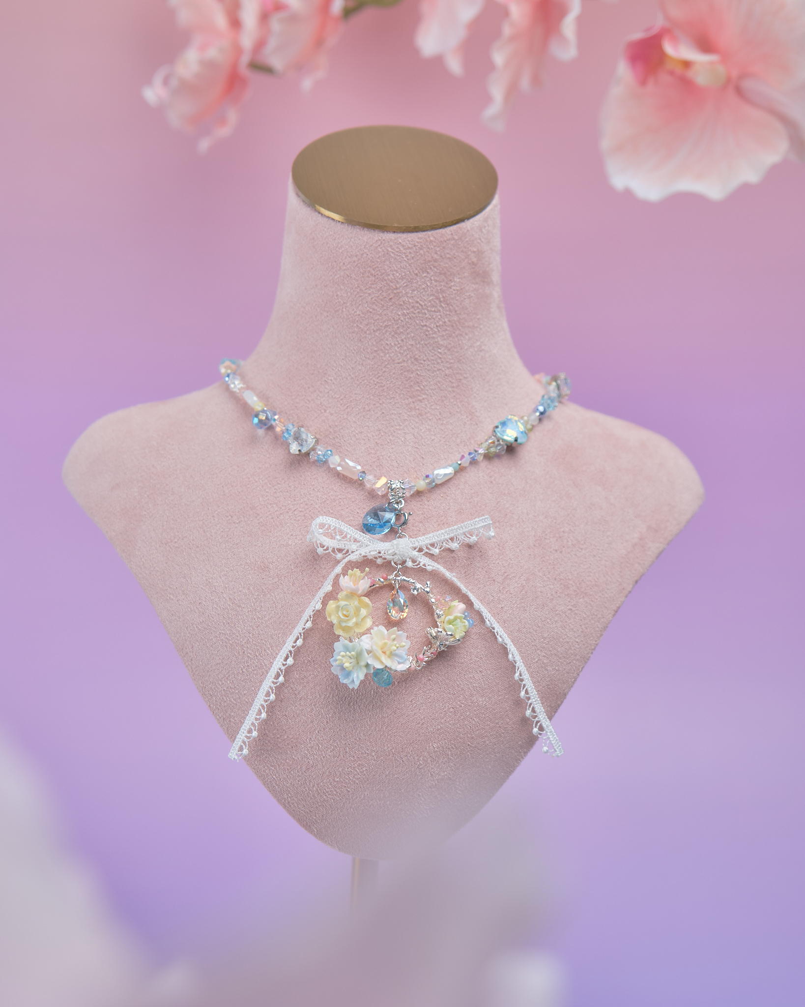 11888 小花束水晶鎖骨鏈