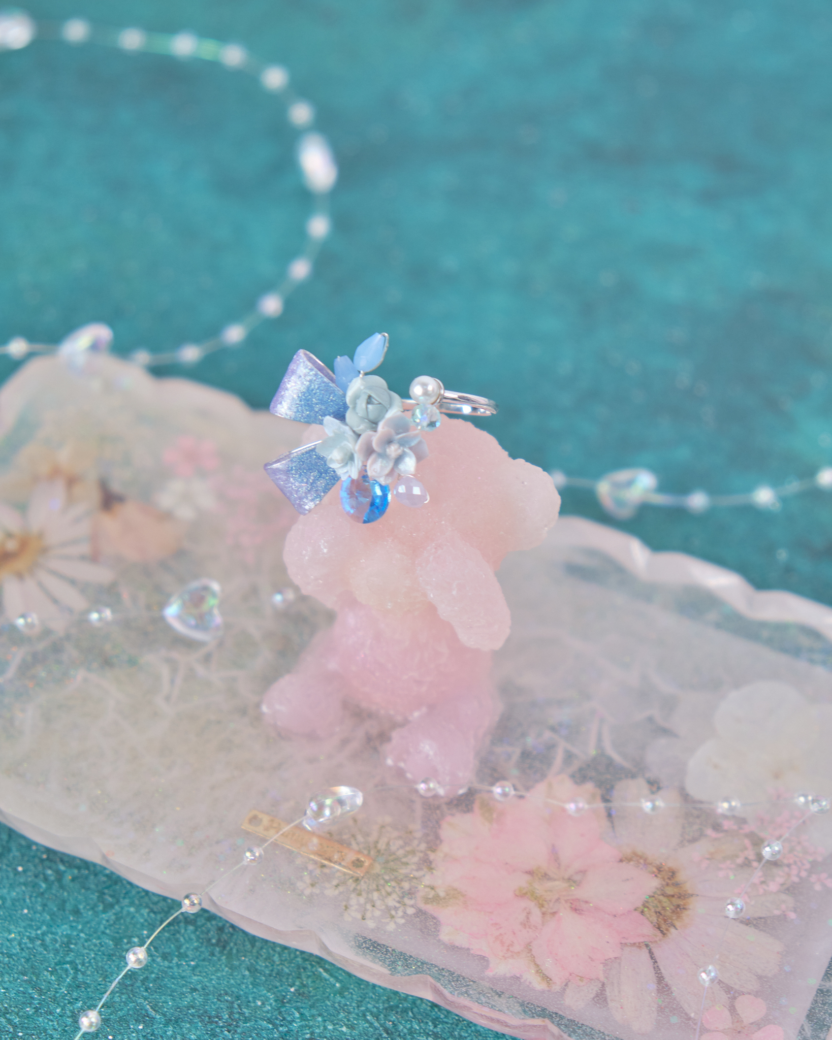 11889 閃爍銅線蝴蝶結花束開口戒指