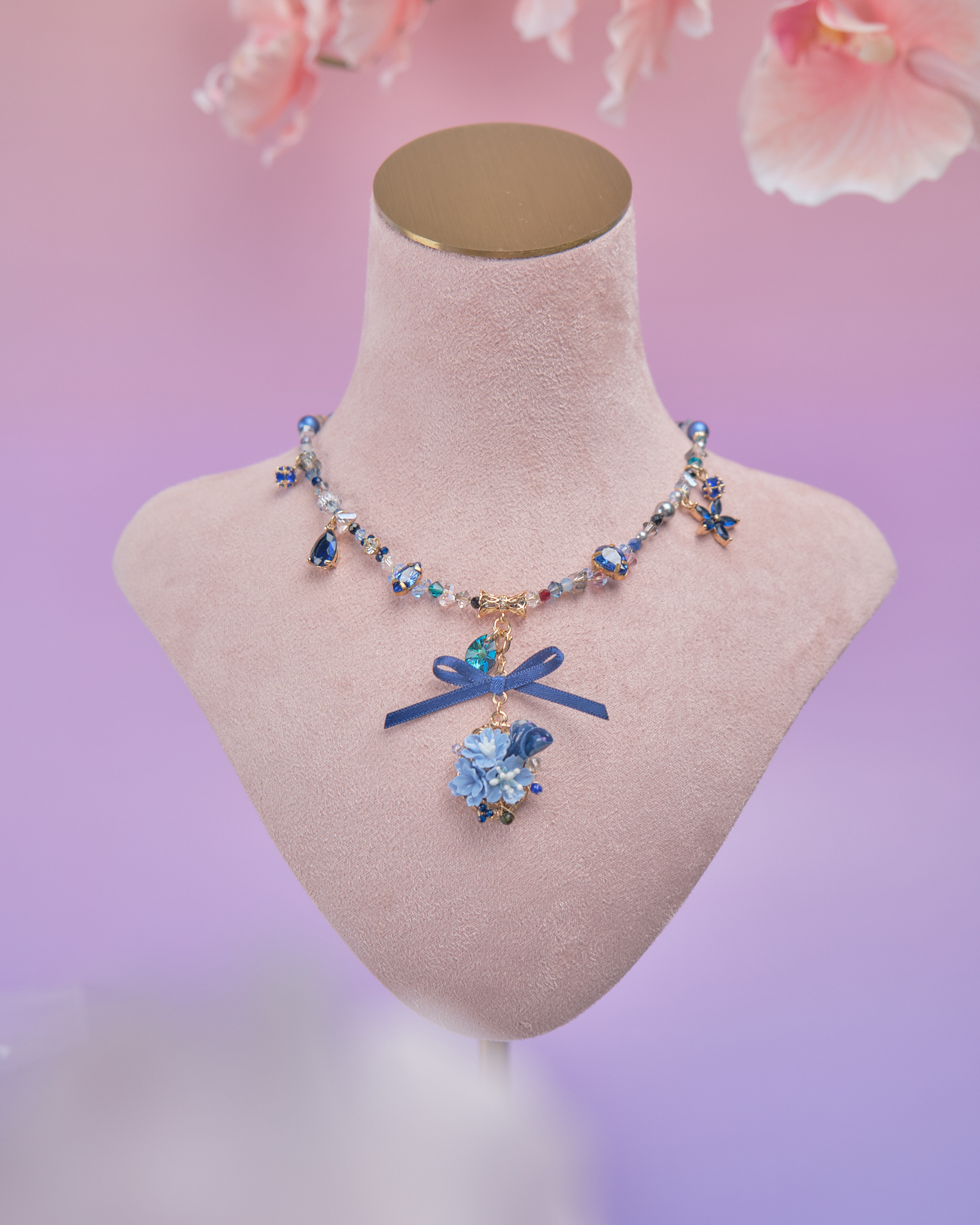 11887 小花束水晶鎖骨鏈