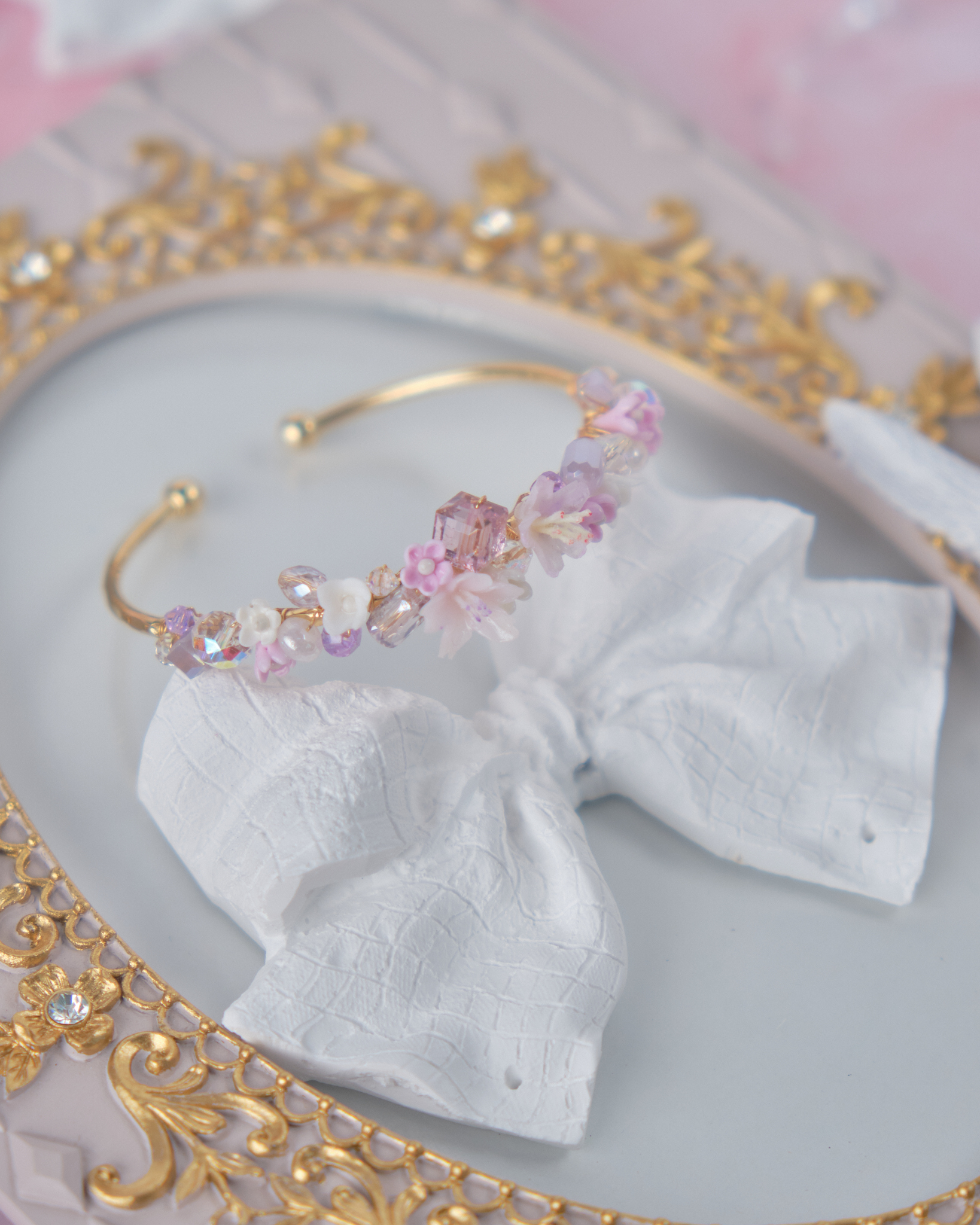 11895 春日女孩小花束晶石手鈪