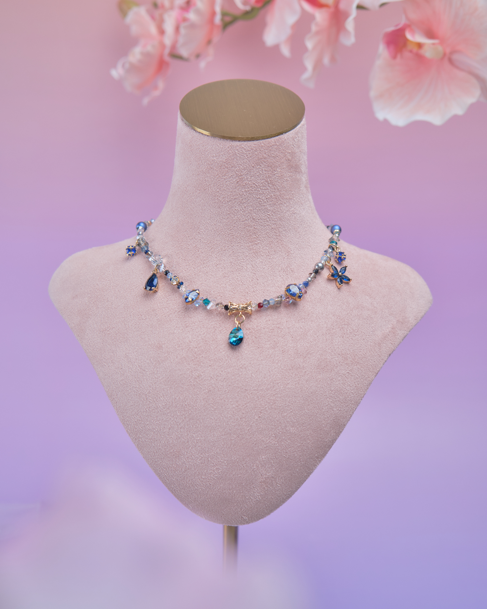 11887 小花束水晶鎖骨鏈