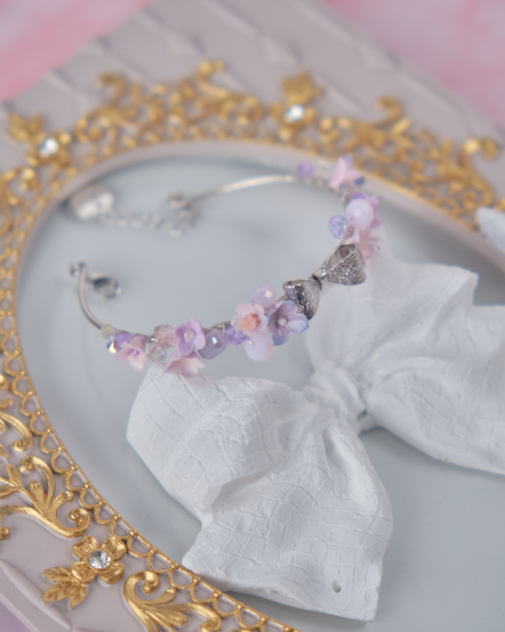 11897 春日女孩小花束晶石手鈪