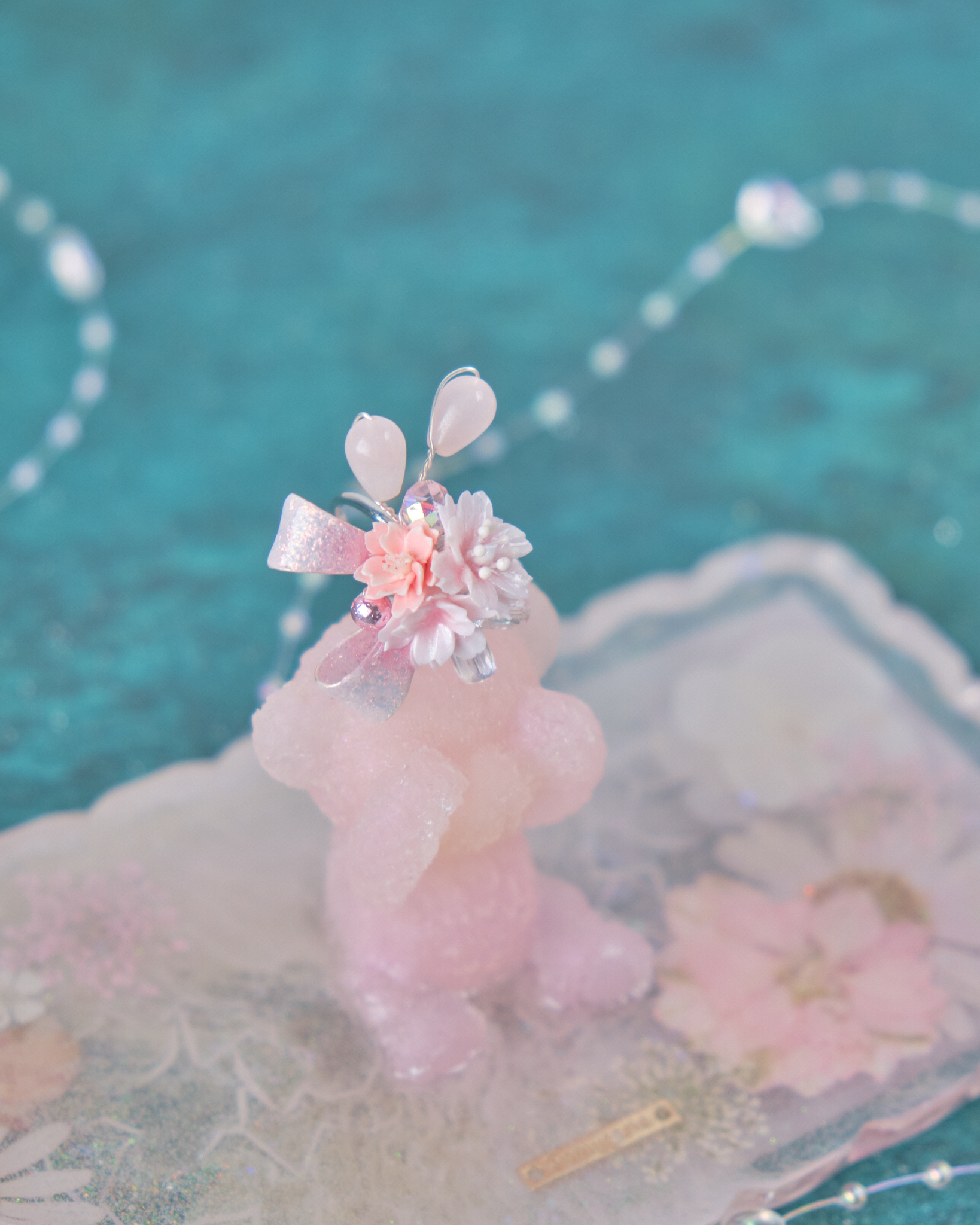 11894 閃爍銅線蝴蝶結花束開口戒指