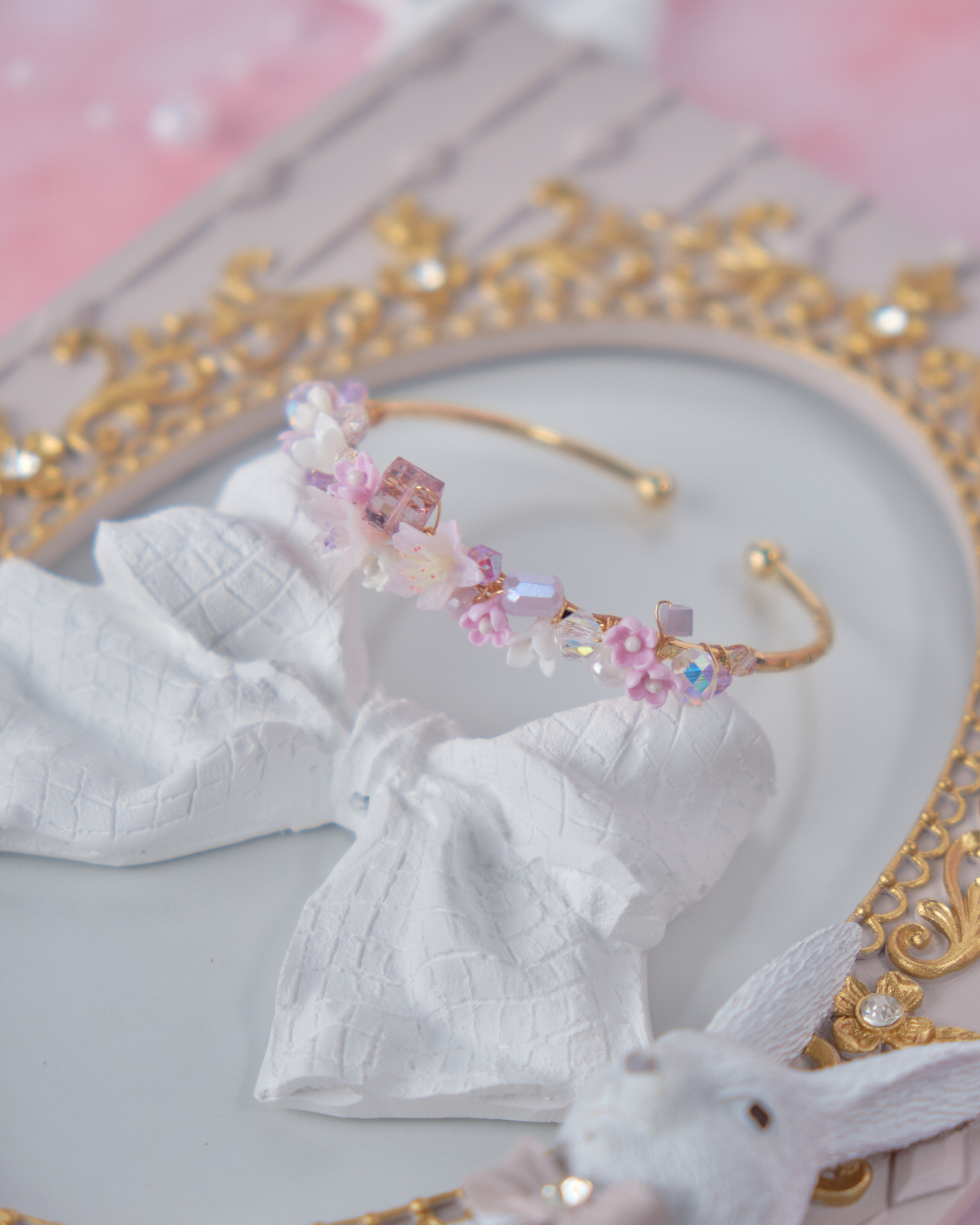 11895 春日女孩小花束晶石手鈪