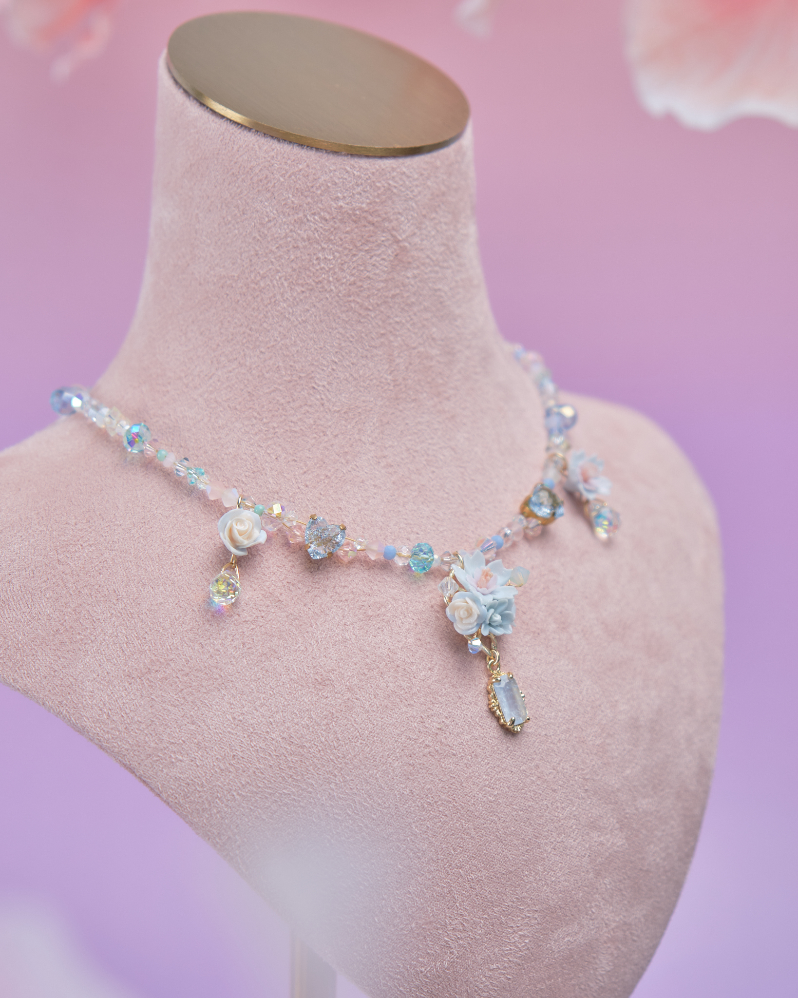 11886 小花束水晶鎖骨鏈