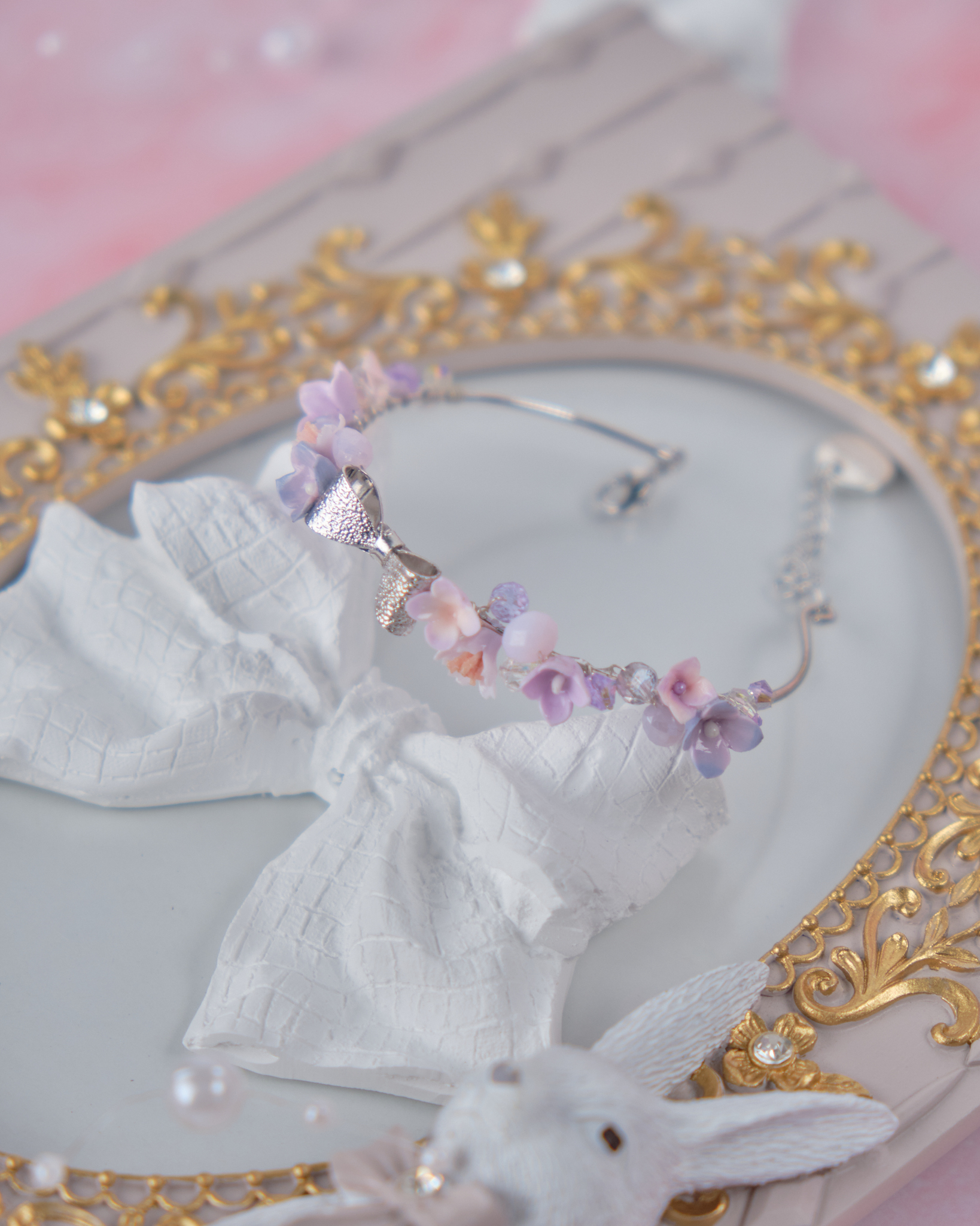 11897 春日女孩小花束晶石手鈪