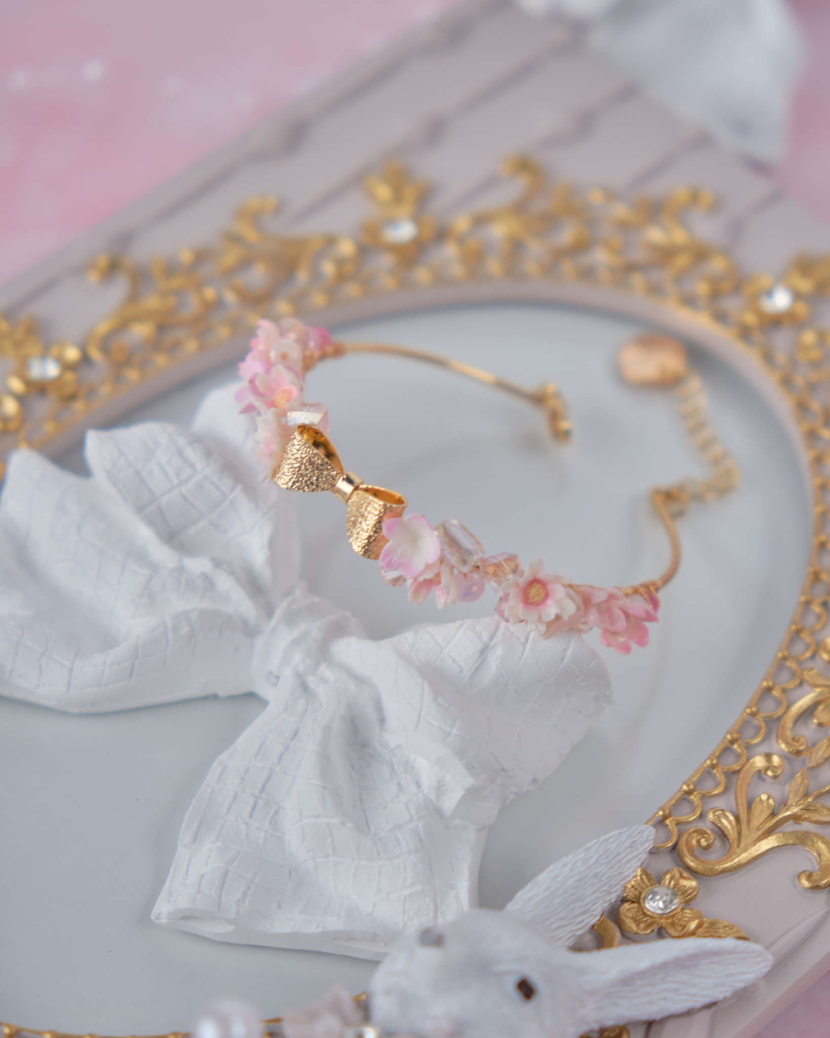 11896 春日女孩小花束晶石手鈪