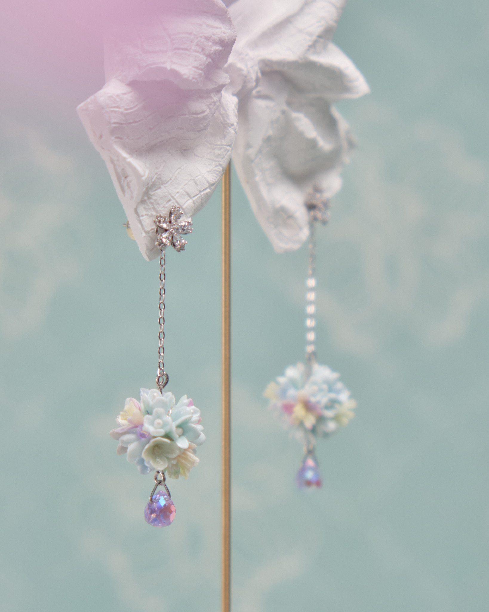 11796 春日迷你花球S925兩用耳環