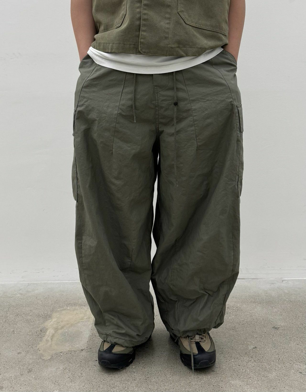 淨色可束腳工裝鬆身褲 FARMERS-066P