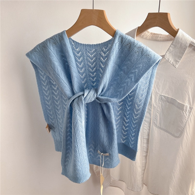 V型緹花羊毛針織披肩 十一色