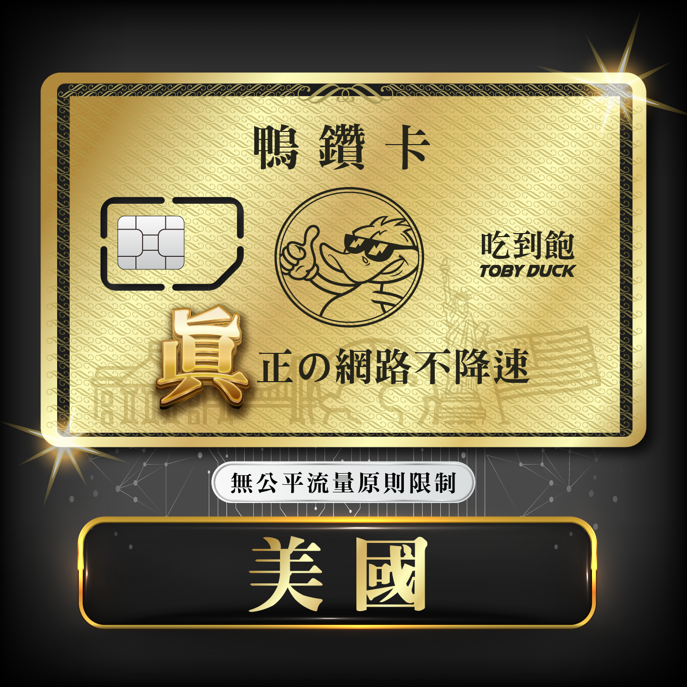 【鴨哥鴨鑽卡】美國 無限流量 吃到飽不降速 4G上網卡 隨插即用 SIM