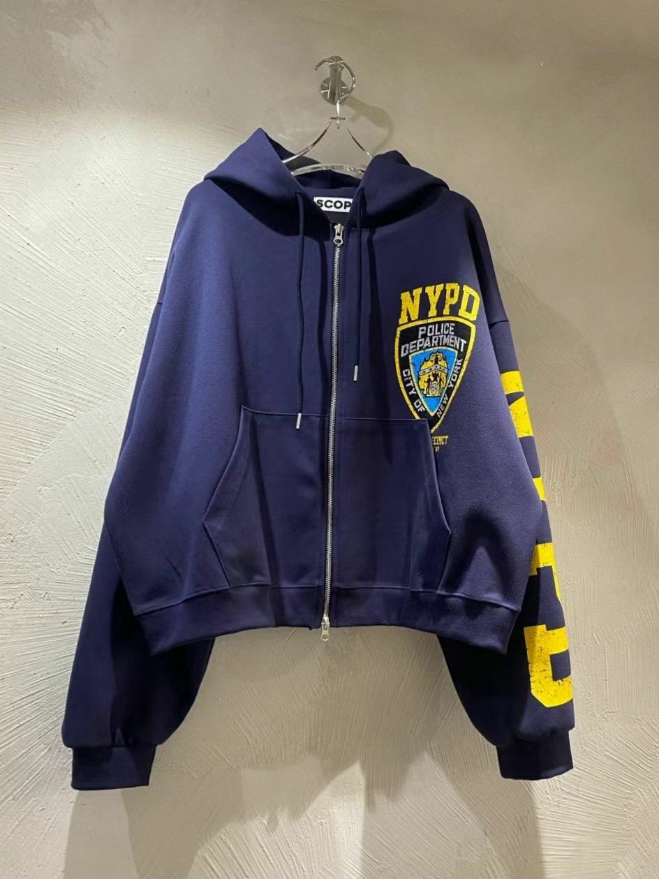 英文字圖案連帽拉鍊外套(薄抓毛底) SCOPE-079JK