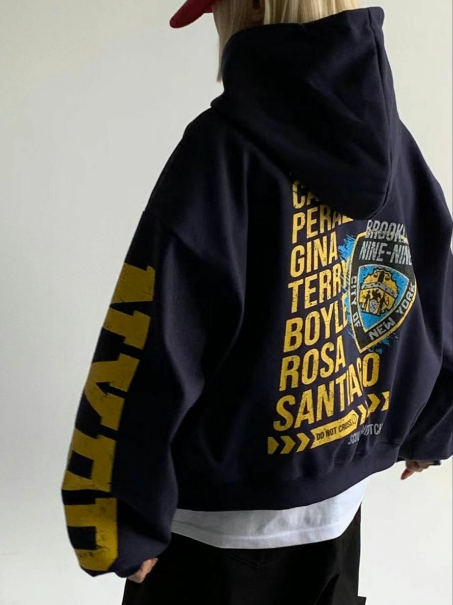 英文字圖案連帽拉鍊外套(薄抓毛底) SCOPE-079JK