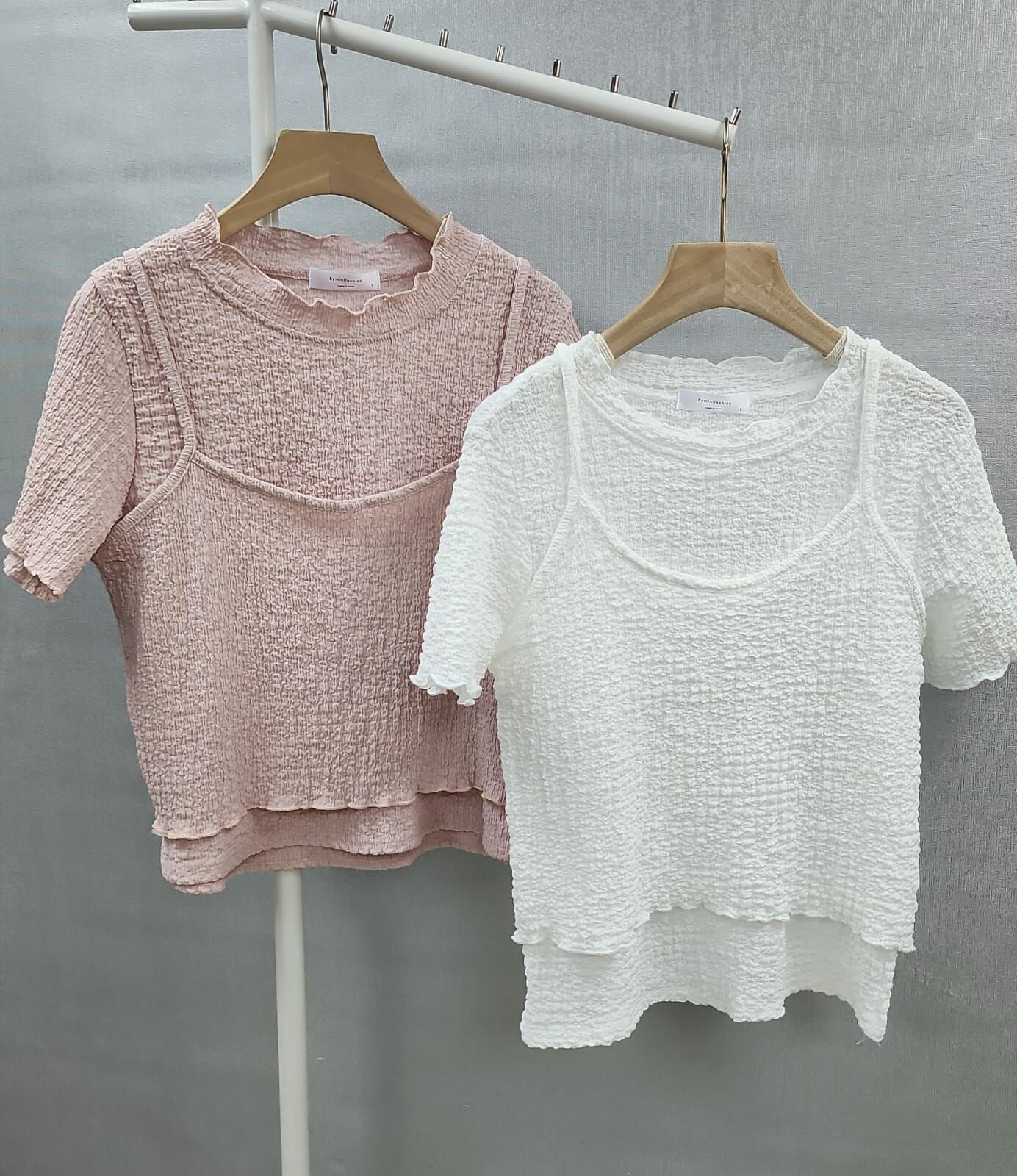 CD912  吊帶+短袖2件套     Top set : 胸34-50，長18/21