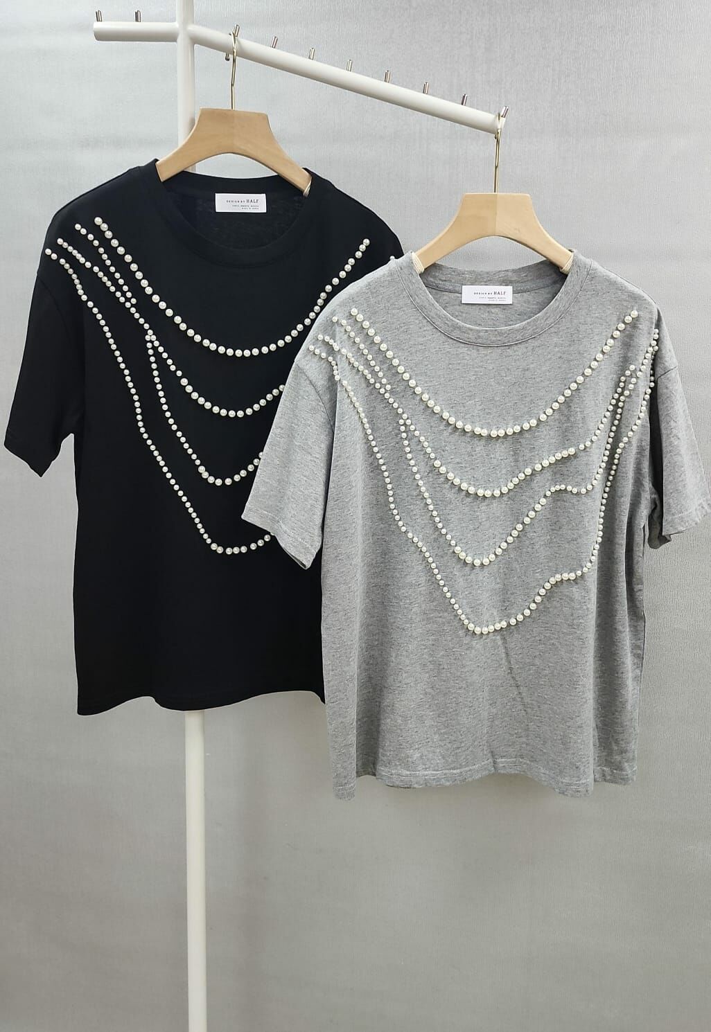 CD914  釘珠淨色tee    Top : 胸44，長25
