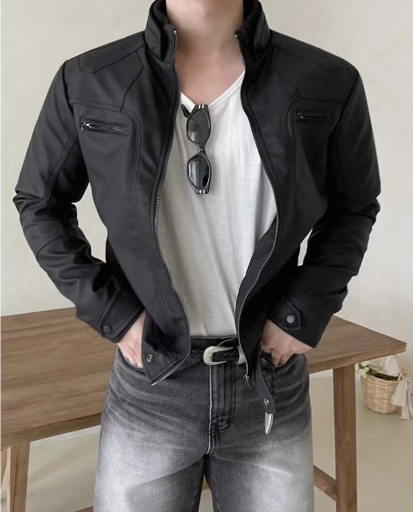 輪廓剪裁皮外套