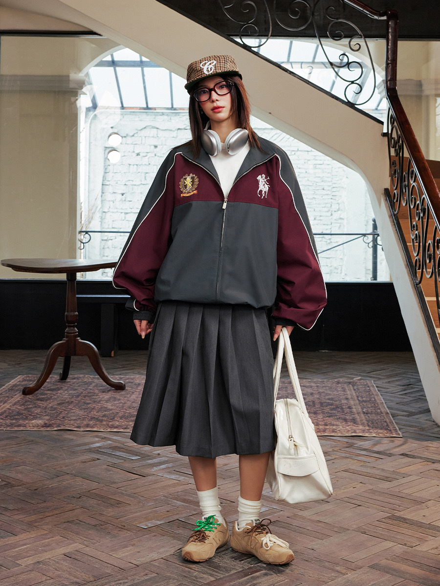 harsh and cruel 2025SS 復古 撞色 刺繡徽章 運動外套