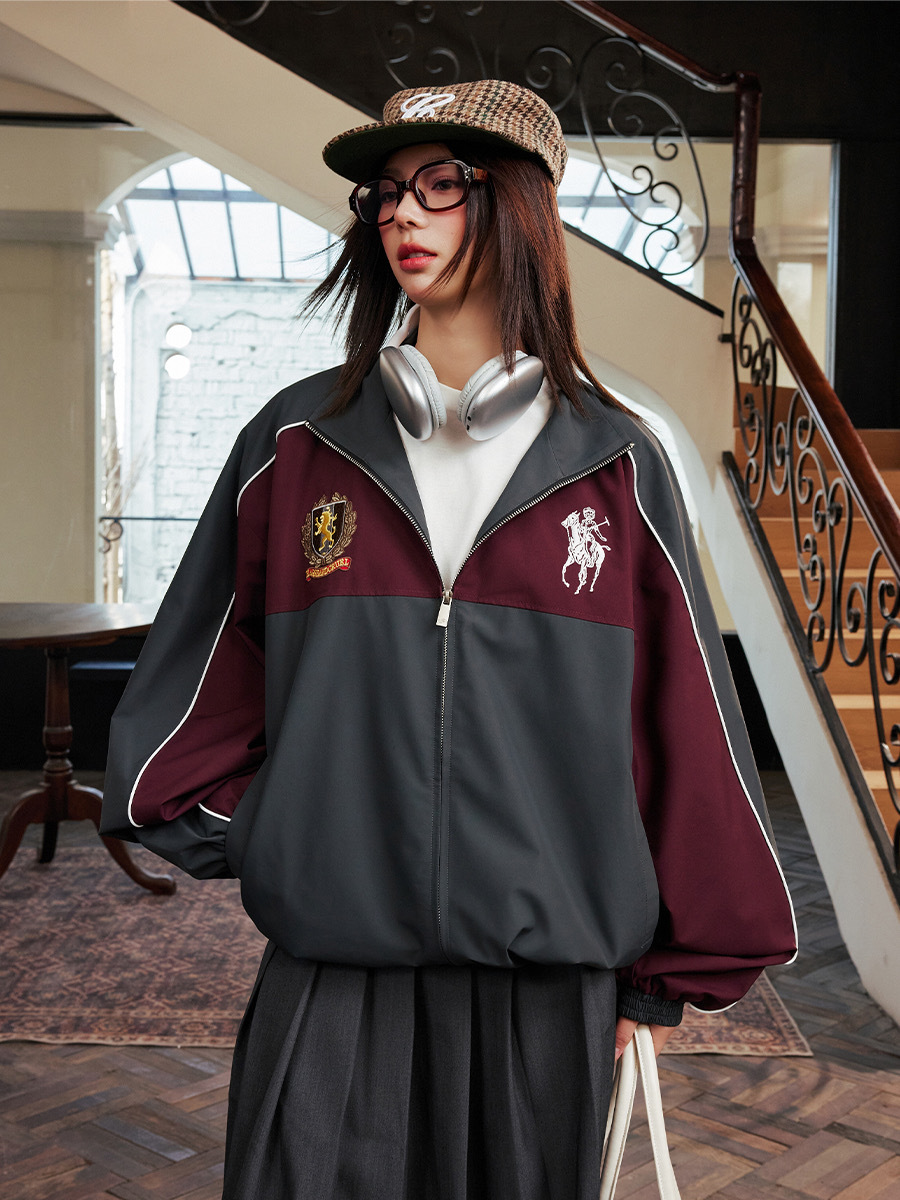 harsh and cruel 2025SS 復古 撞色 刺繡徽章 運動外套