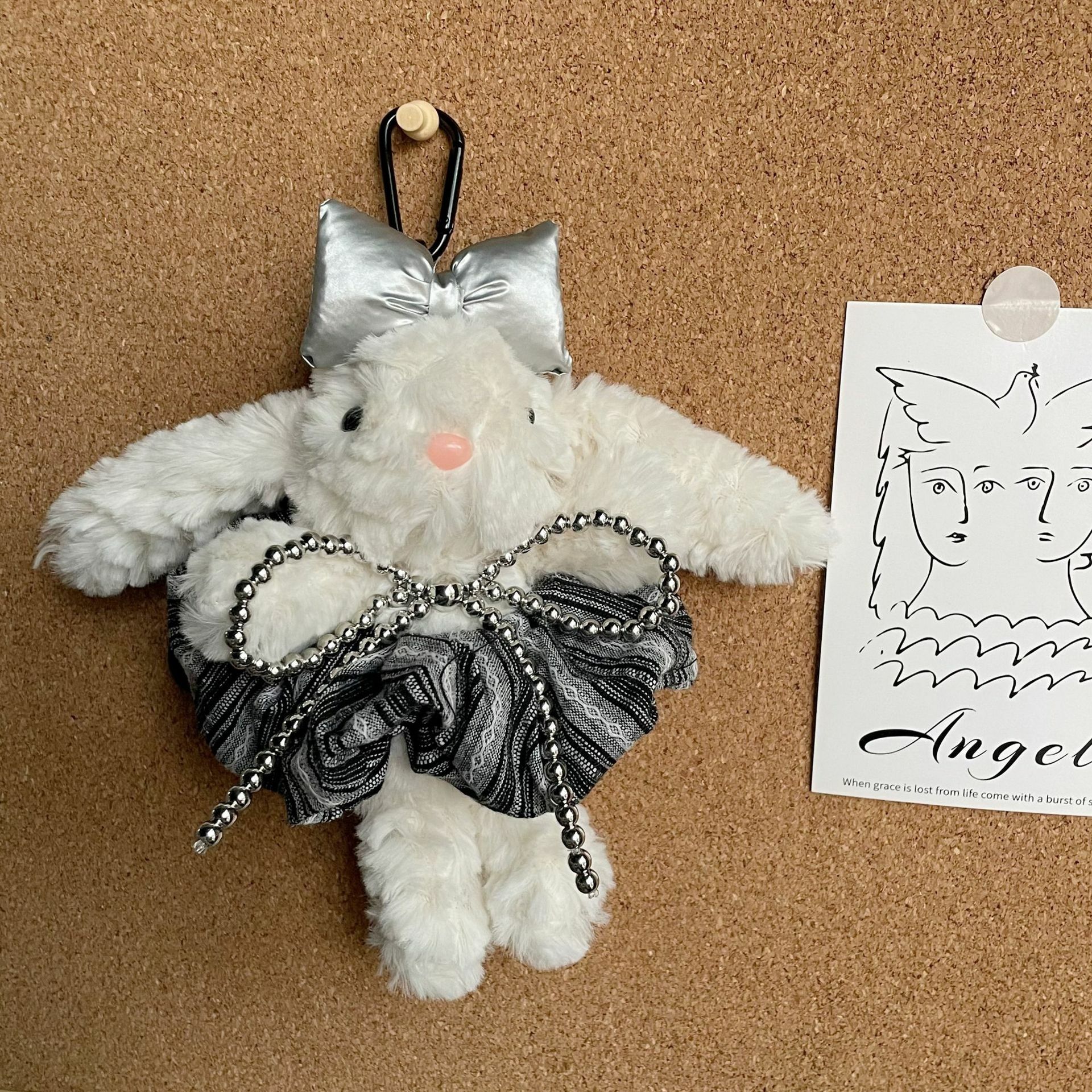 《5766》垂耳兔蝴蝶結多巴胺毛絨吊飾