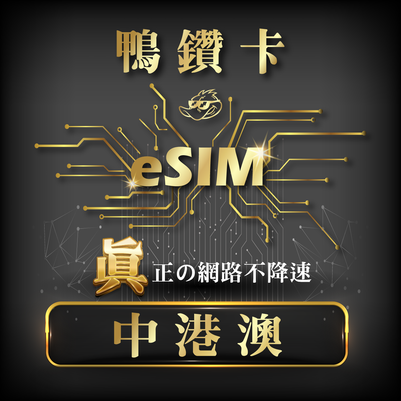 【鴨哥鴨鑽卡eSIM】中港澳 eSIM 無限流量 吃到飽不降速 免換卡