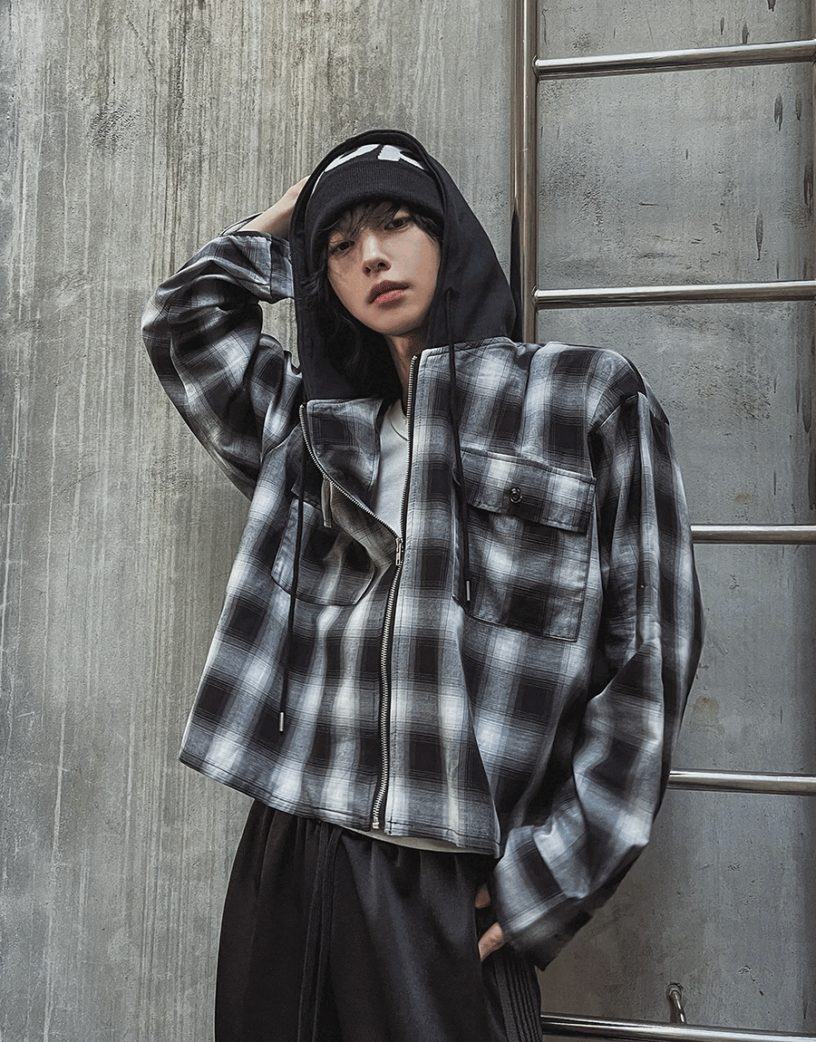 Philly 寬鬆格紋連帽外套