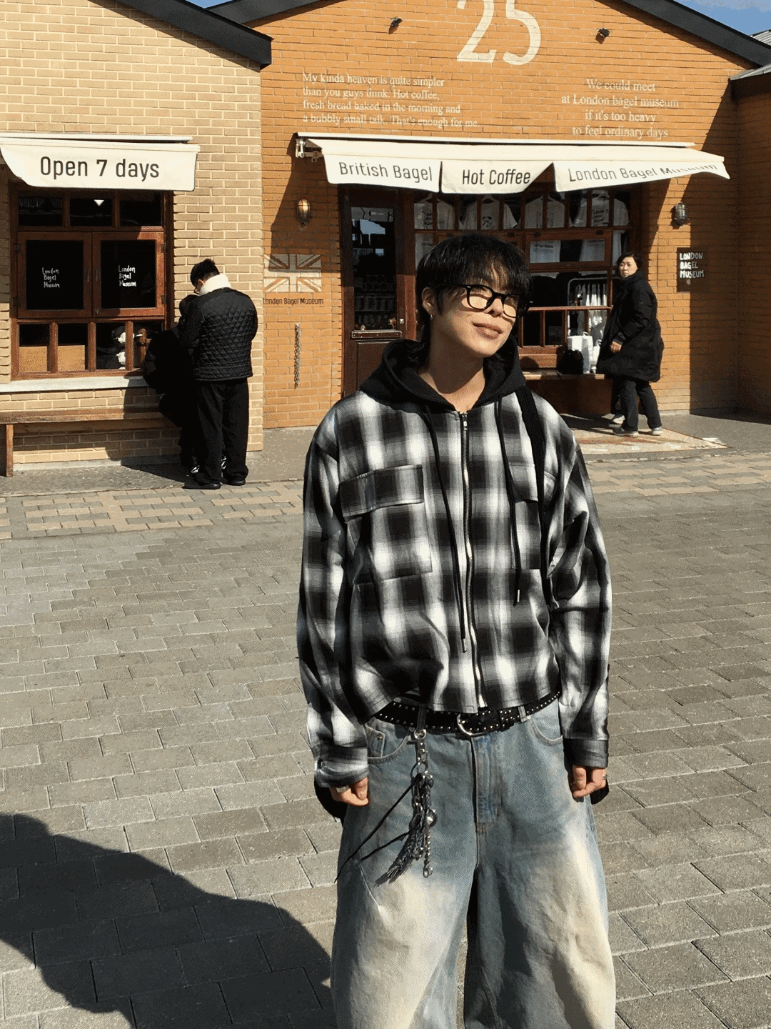 Philly 寬鬆格紋連帽外套