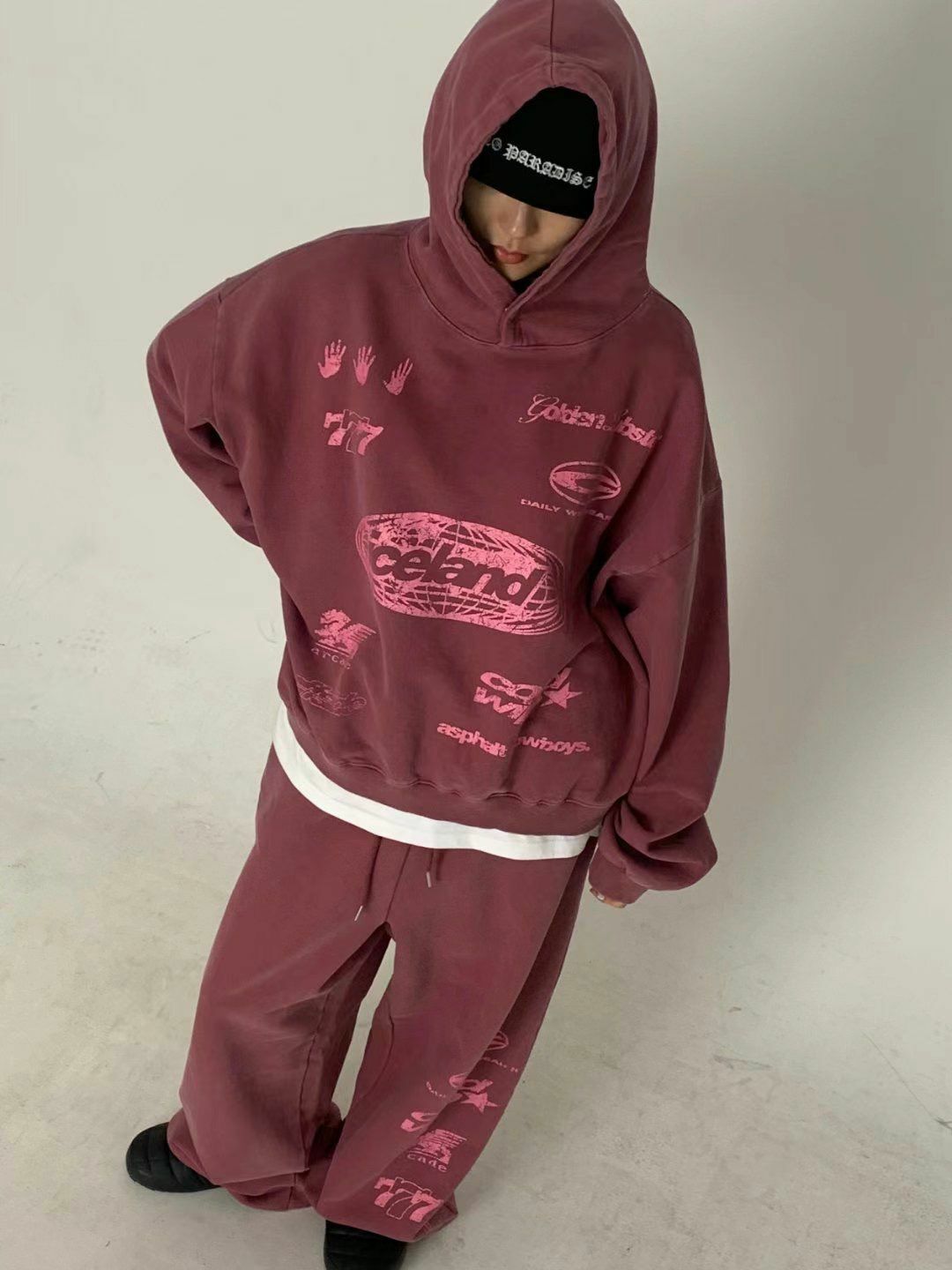 洗水英文字可束腳鬆身運動褲 SCOPE-086P