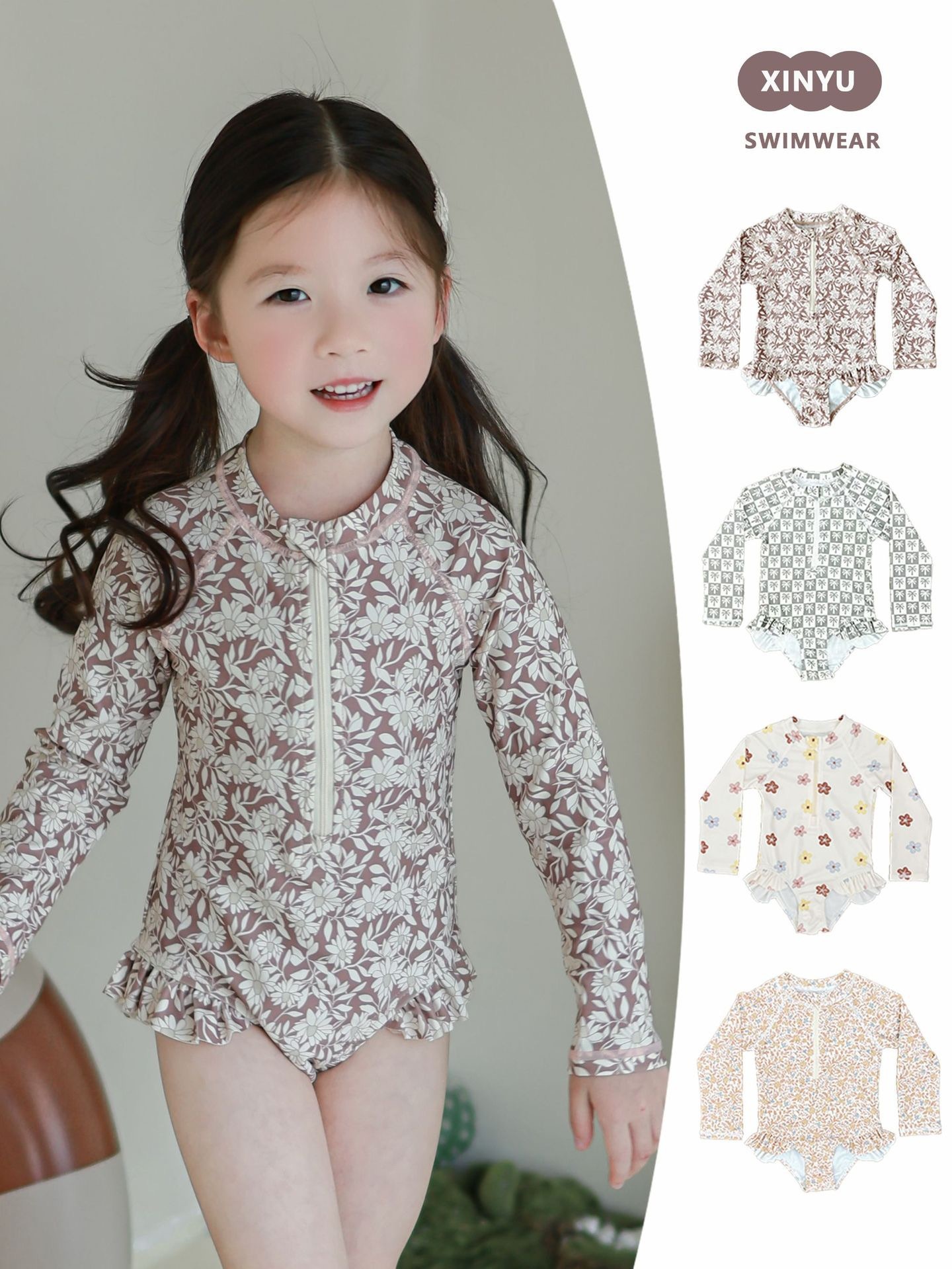 2025夏季防曬長袖拉鏈泳衣