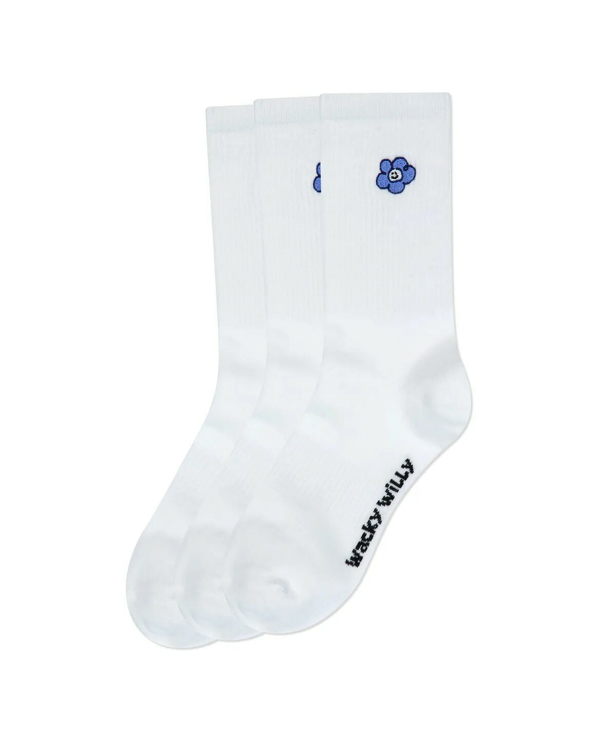 【OWN】Wacky Willy 透氣 流行 花花 中長襪 女款 三雙一組