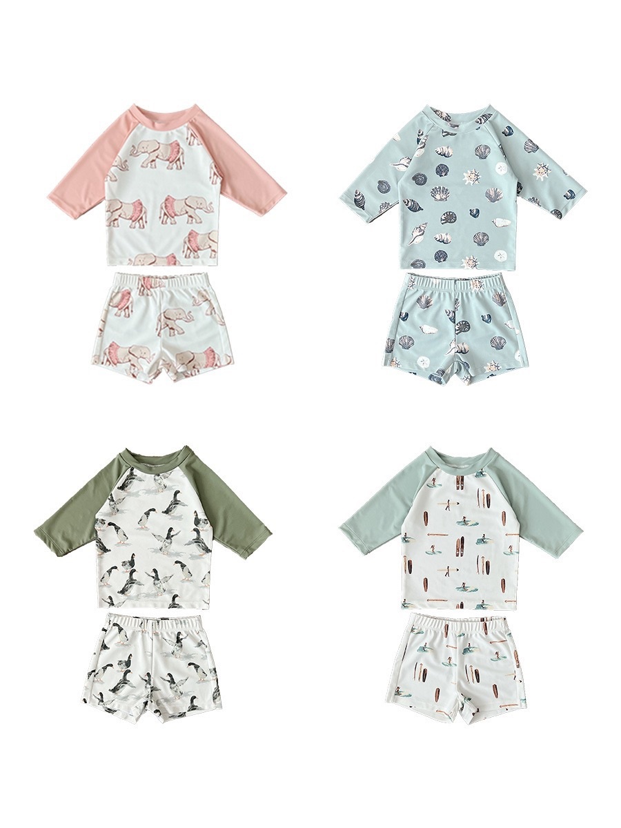 2025夏季拼色防曬泳衣