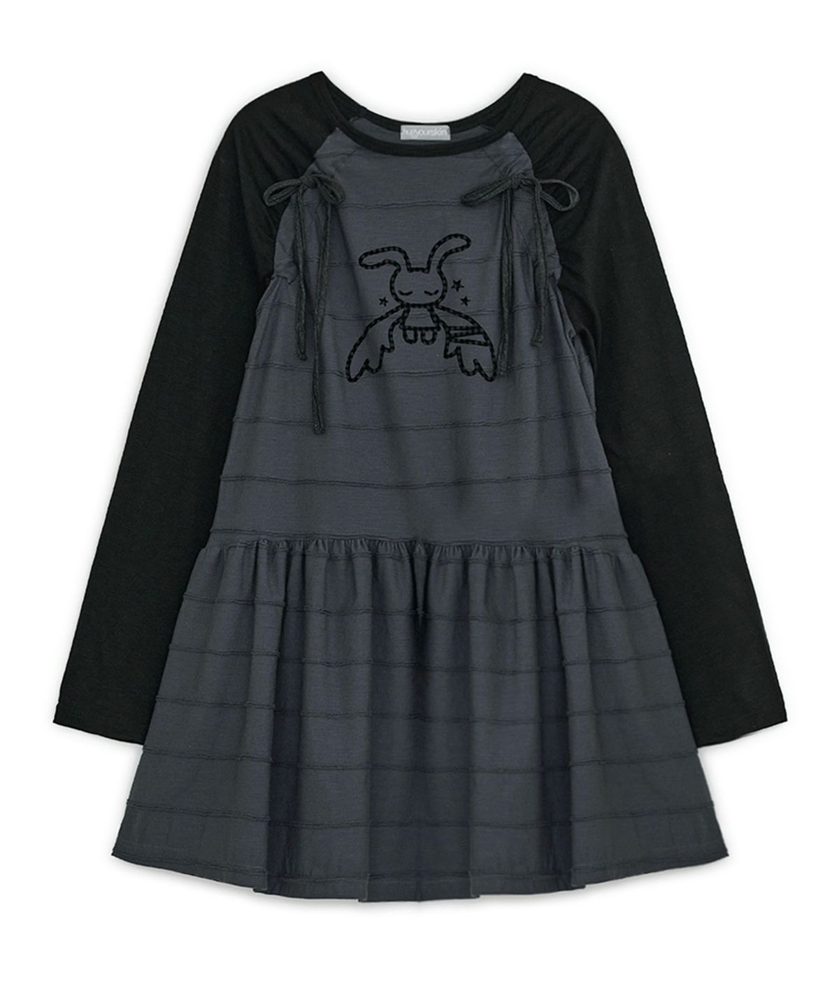 ★hug your skin★ Angel patched raglan dress HUG YOUR SKIN) Angel patched raglan dress - 3col