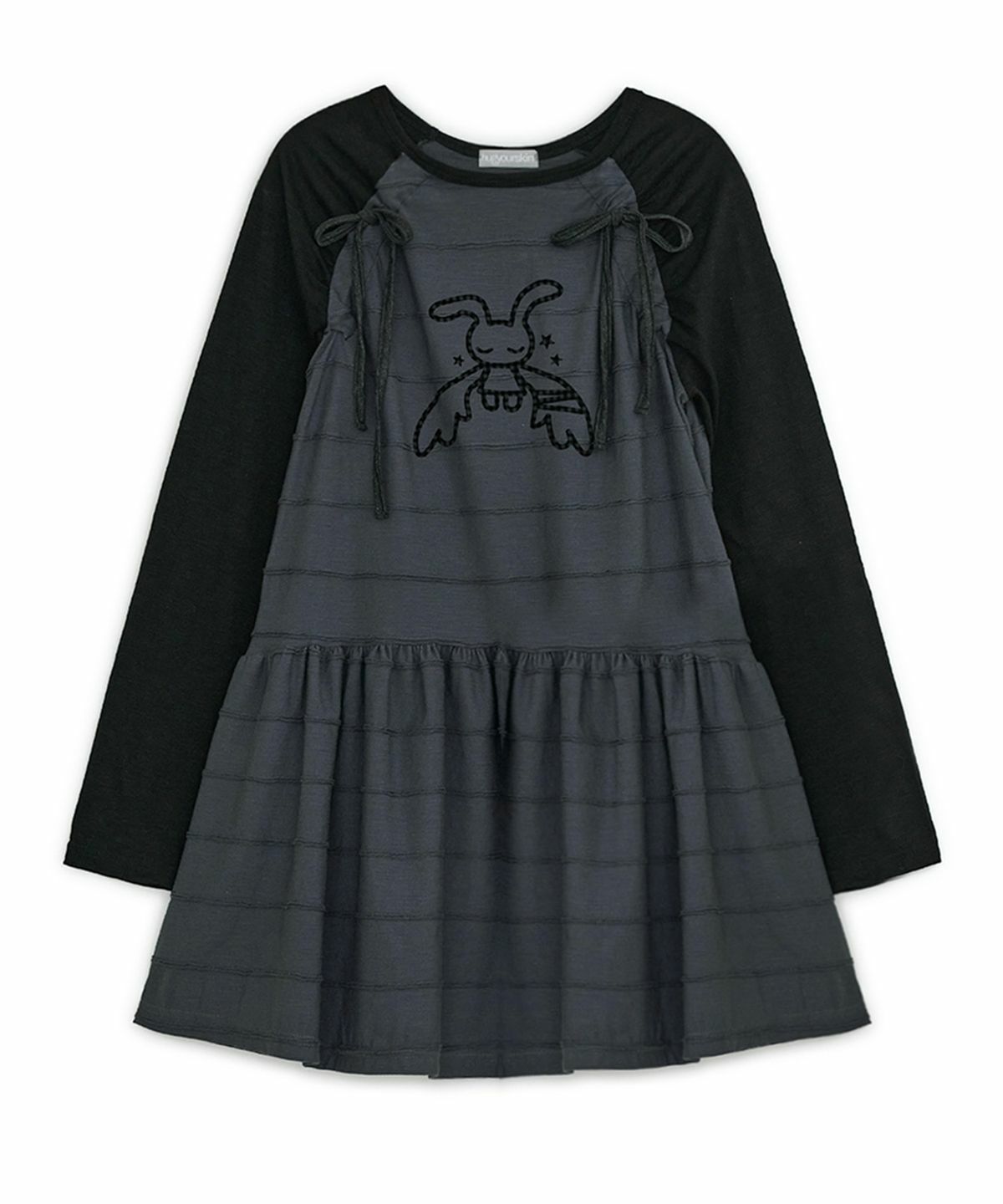 HUG YOUR SKIN) Angel patched raglan dress - 3col