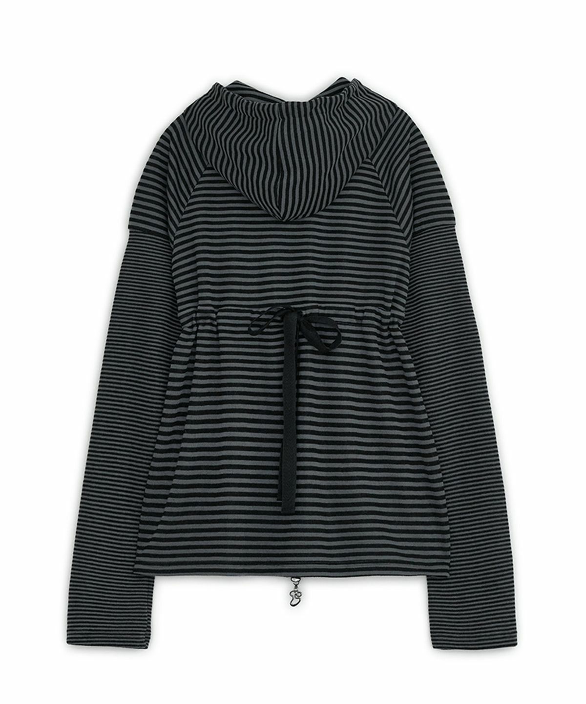 【hug your skin】 Stripe babydoll hoodie zip-up /追跡付 HUG YOUR SKIN) Stripe babydoll hoodie zip-up - 2col