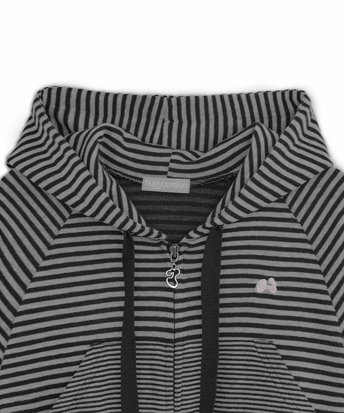 HUG YOUR SKIN) Stripe babydoll hoodie zip-up - 2col