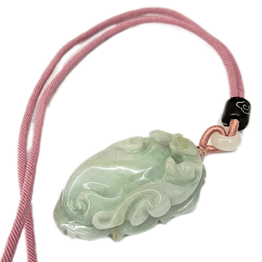 一夜致富{湖青}玉佩 中國結項鍊【十方】136929