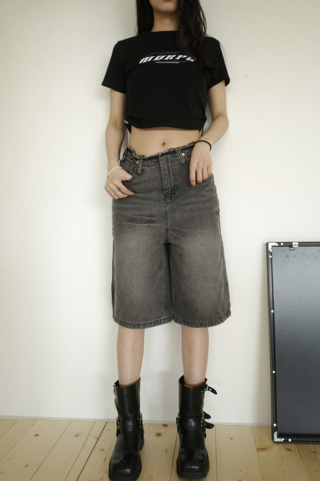 <女裝現貨💗> MA16 紋理洗水七分牛仔褲 一色