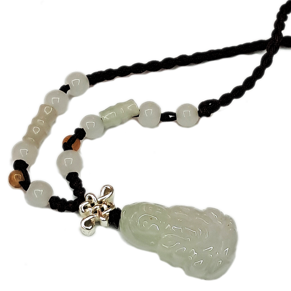 銀吉祥&觀音微型玉佩中國結項鍊【十方】135040