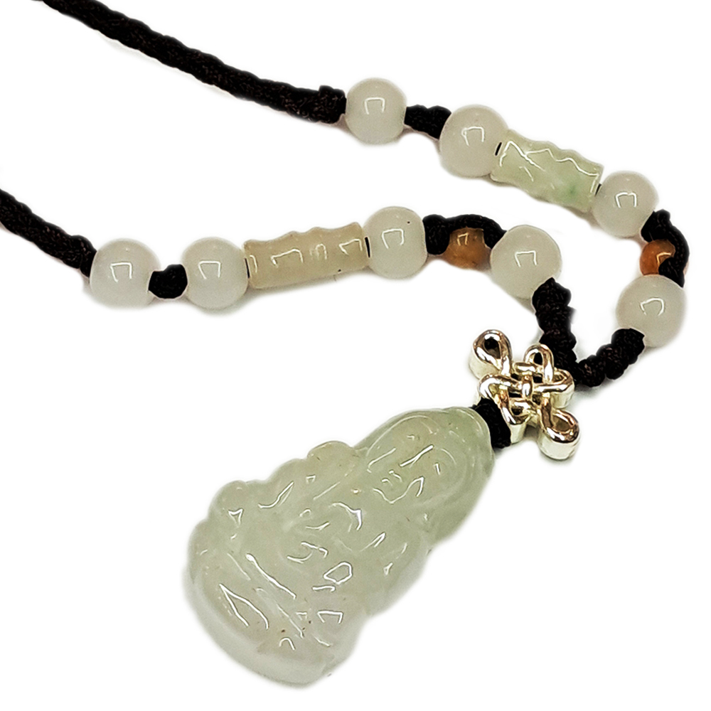 銀吉祥&觀音微型玉佩中國結項鍊【十方】135040