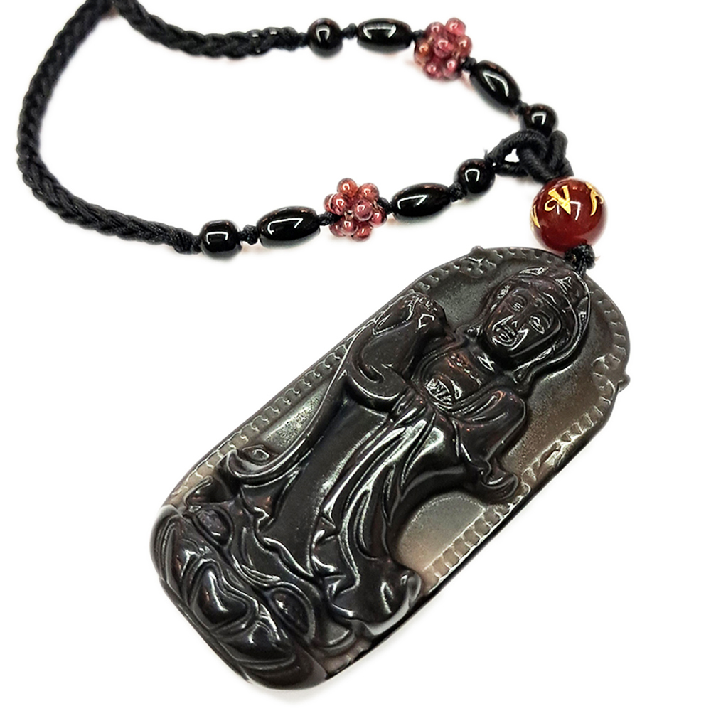 白衣觀音{冰種黑曜}中國結項鍊【十方】135238