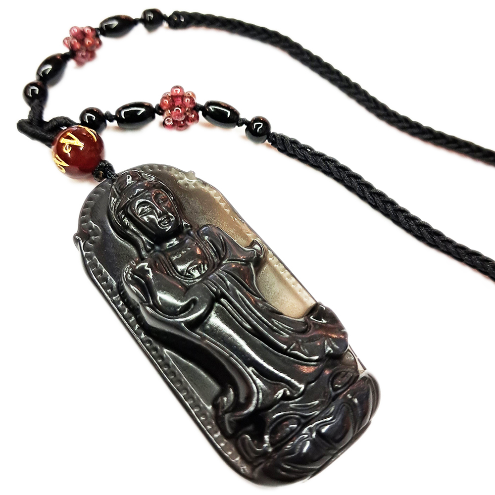 白衣觀音{冰種黑曜}中國結項鍊【十方】135238