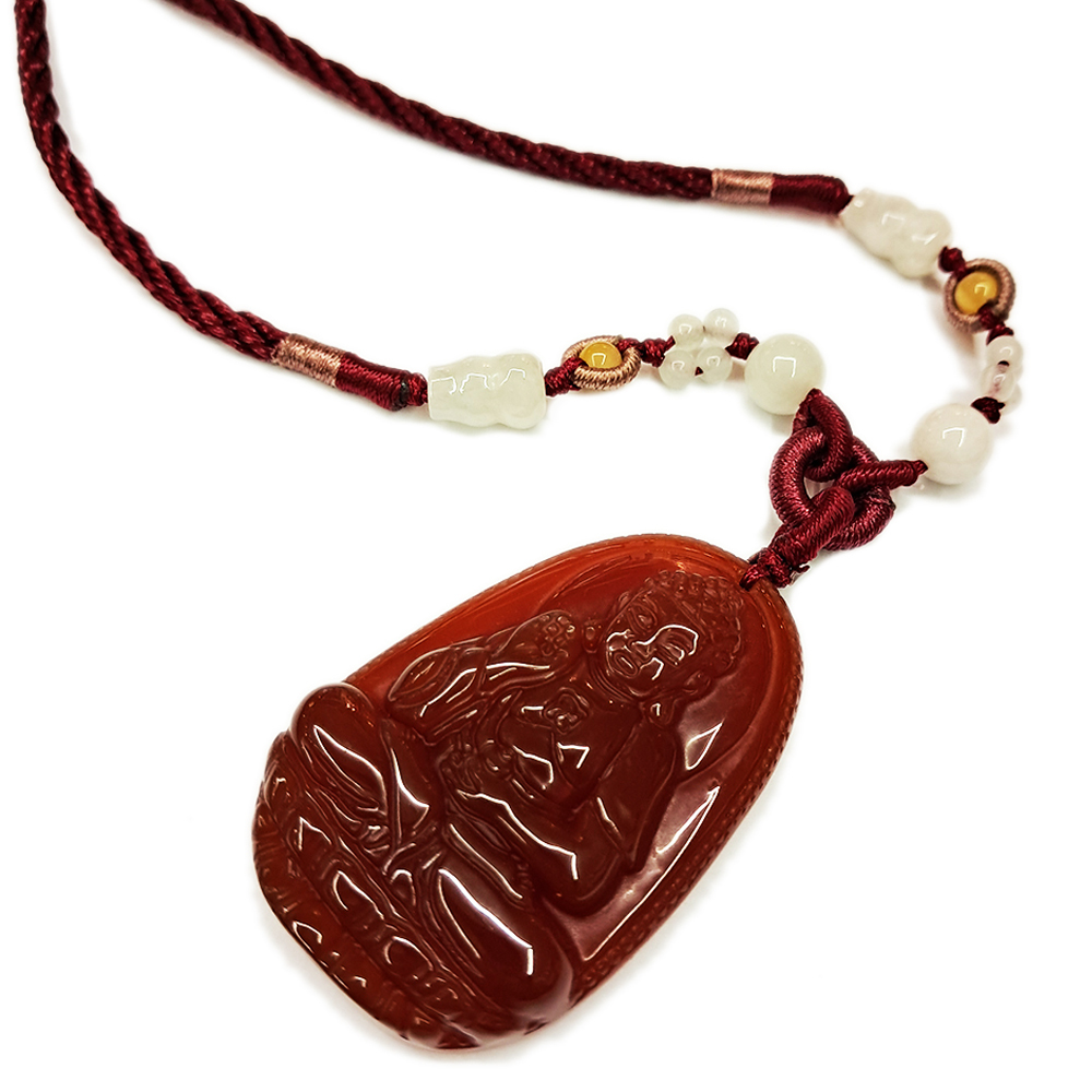 阿彌陀佛 紅玉髓+中國結項鍊【十方】149027