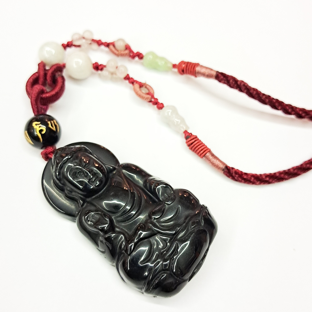 阿彌陀佛{黑曜岩}中國結項鍊【十方】135295