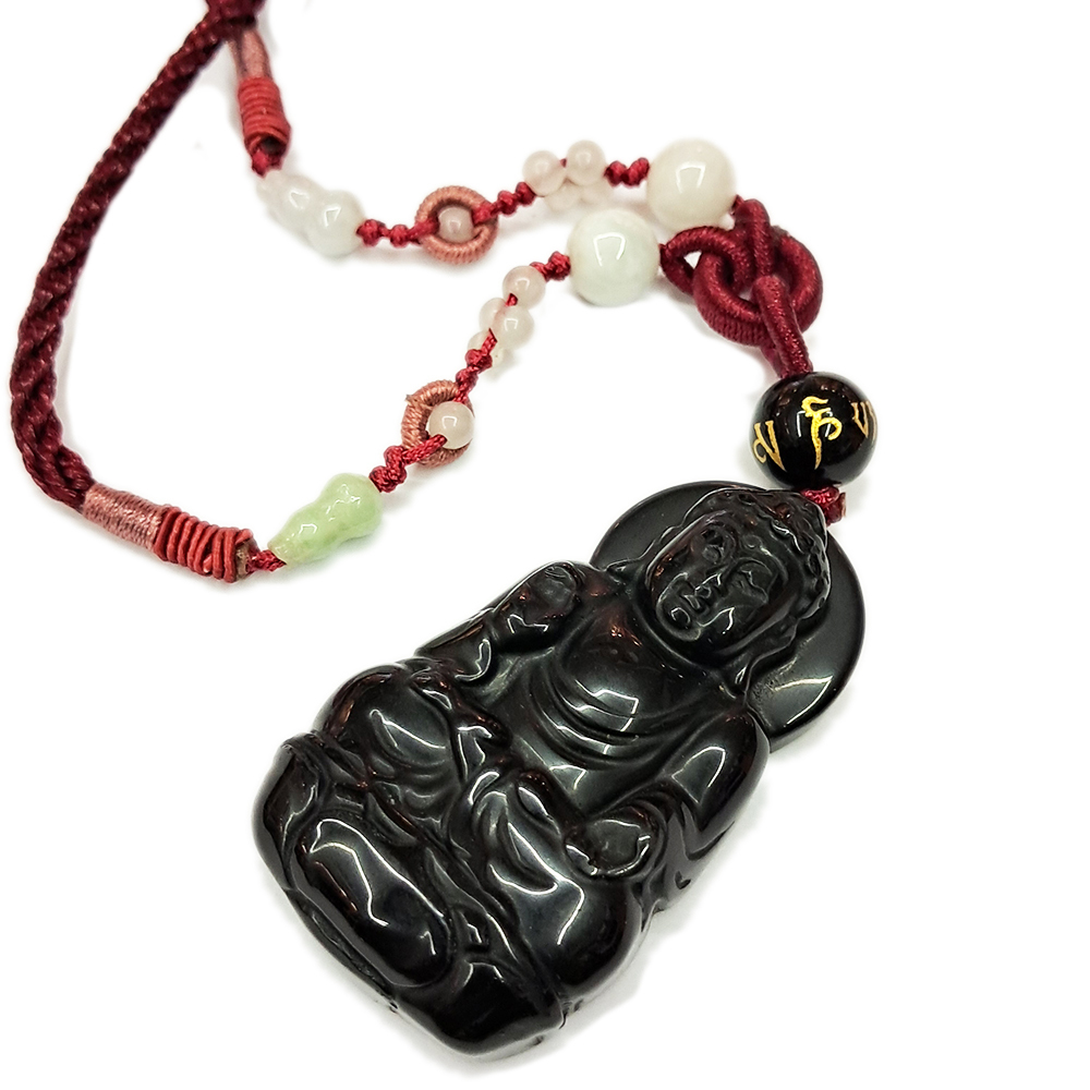 阿彌陀佛{黑曜岩}中國結項鍊【十方】135295