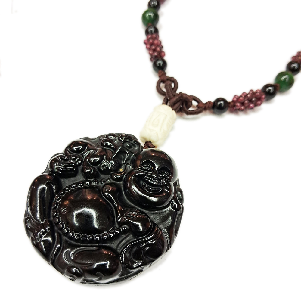 彌勒菩薩黑曜石中國結項鍊【十方】120419