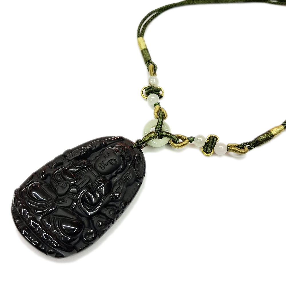 千手觀音黑曜岩中國結項鍊【十方】140671